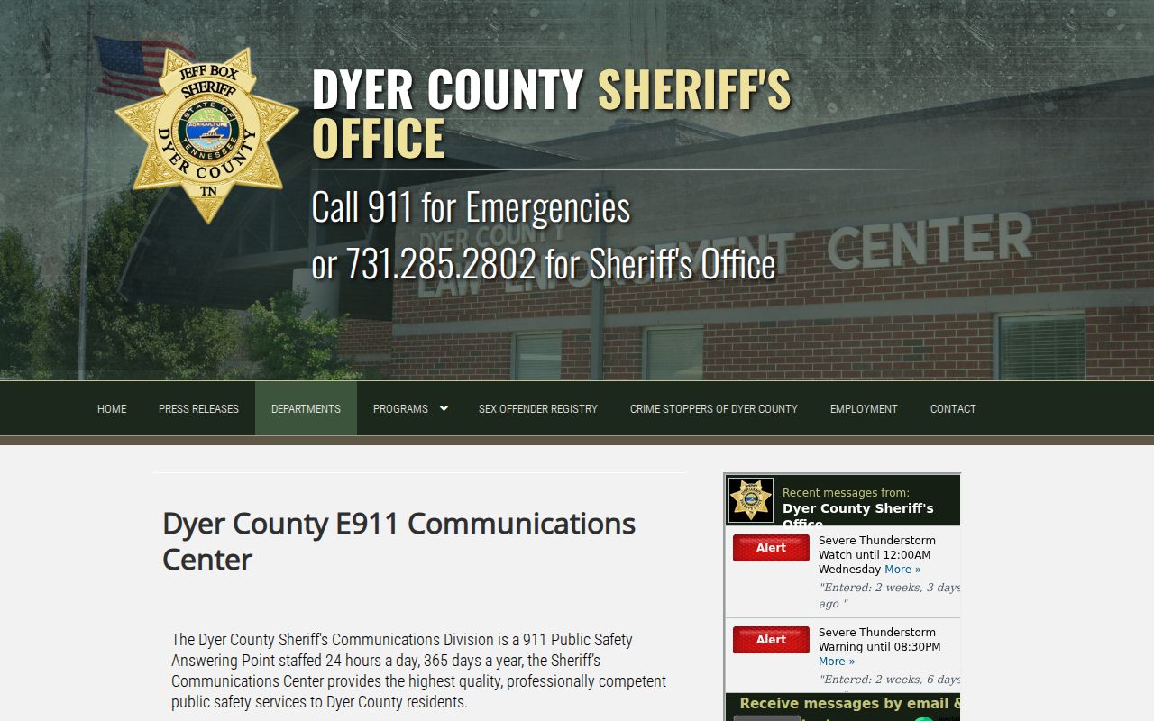 Dyer County arrest booking and jail division information