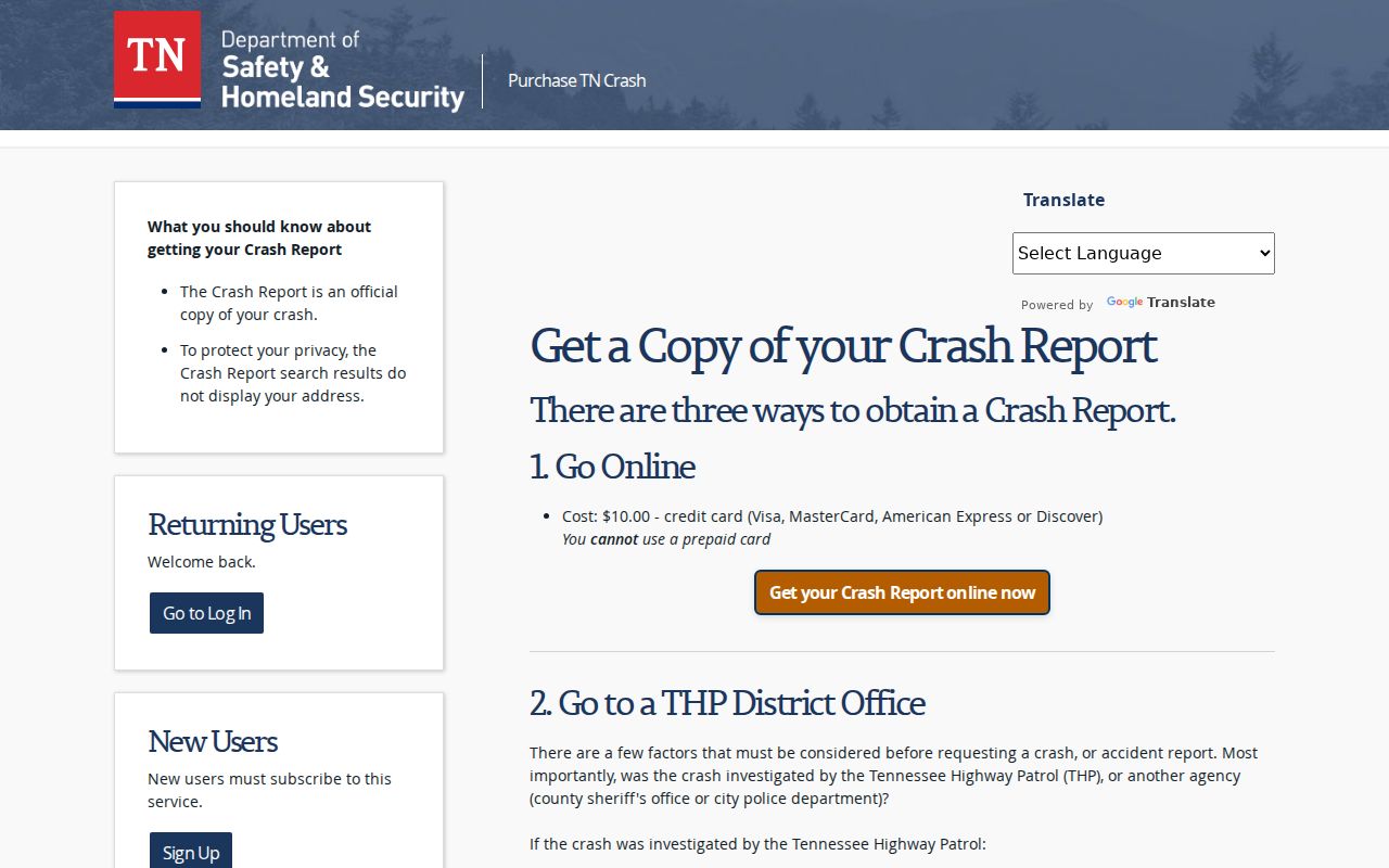 Tennessee crash report fields for a Dyer County arrest lookup