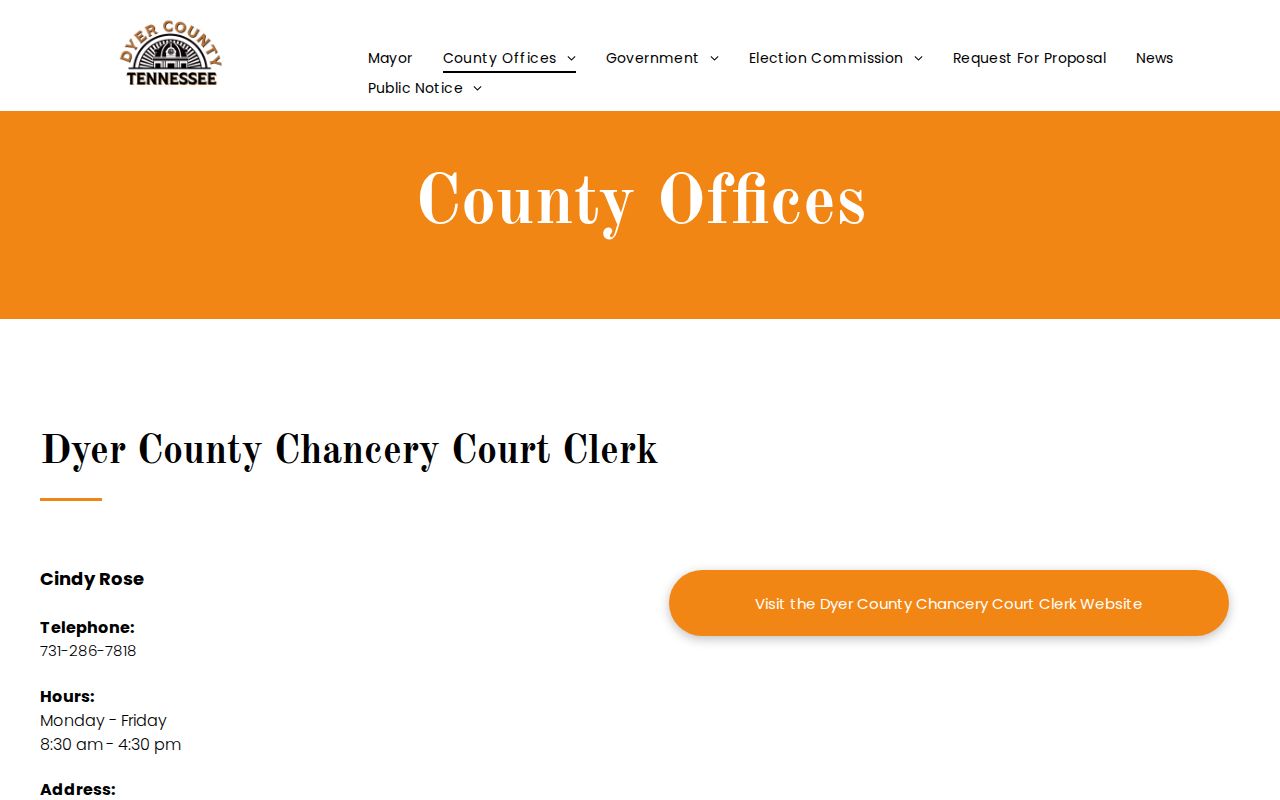 Dyer County criminal court case clerk office directory