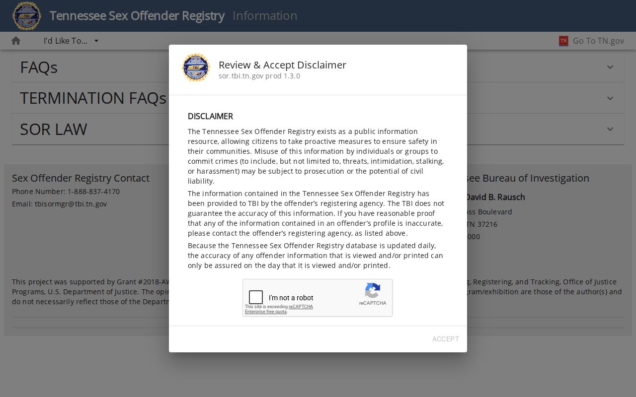Dyer County sex offender registry daily update and lawful use notice