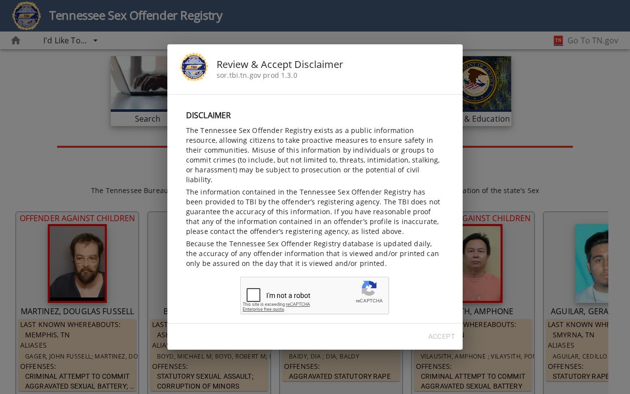 Dyer County sex offender registry official search form