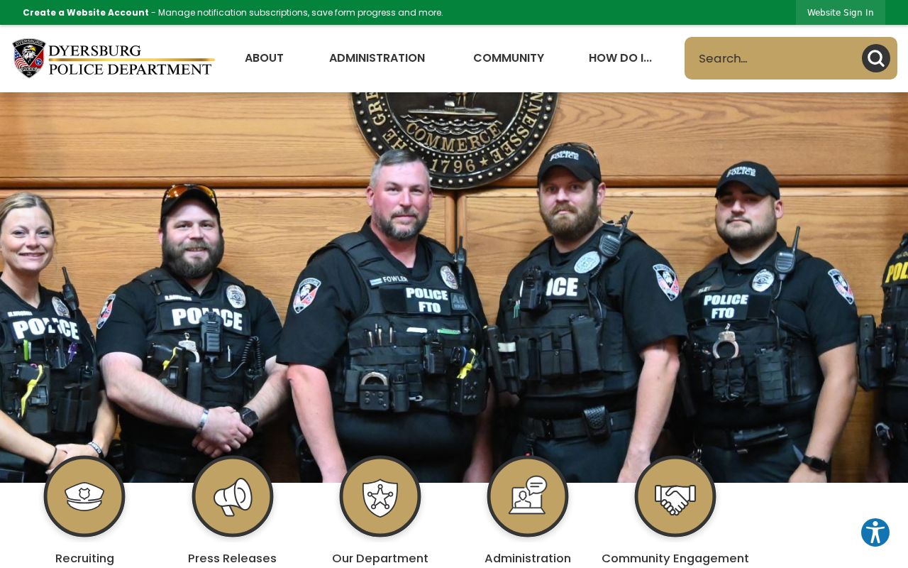 Dyersburg Police source for Dyer County arrest reports