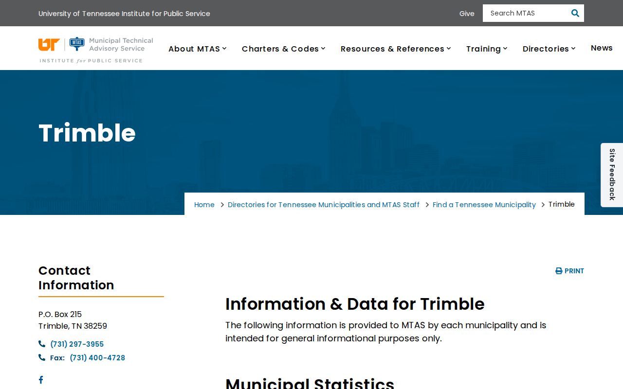 Official Trimble City Court clerk and municipal officials directory